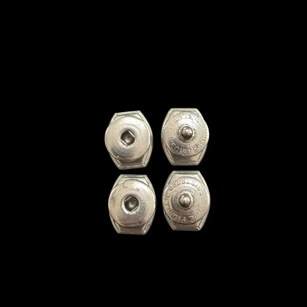 Vintage 1960s Pioneer Mother of Pearl Silver Tone Shield Snap Cufflinks Pair